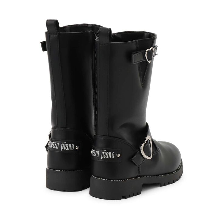 Heart Buckle Engineer Boots,Dark brown, medium image number 1