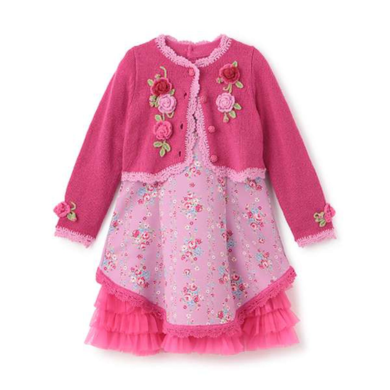 35th Rose Pattern Dress & Bolero Set,Pink, large image number 0