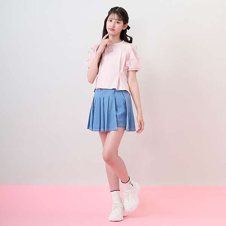 [Cool Touch] Mixed Material Tuck T-Shirt,Pink, medium image number 12