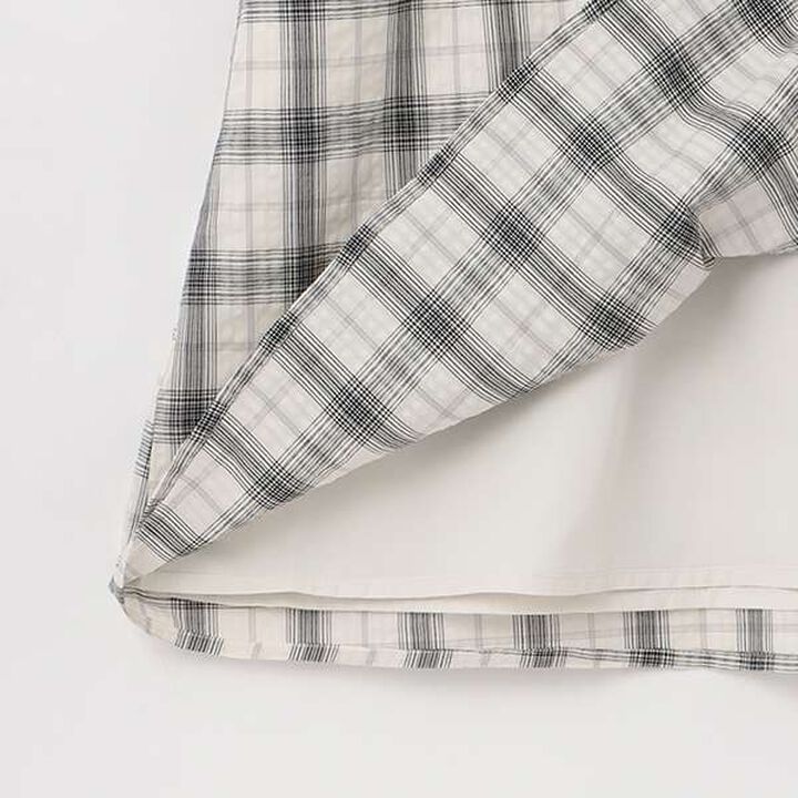 [100% Cotton] Checkered French Sleeve Shirt Dress,Black, medium image number 6