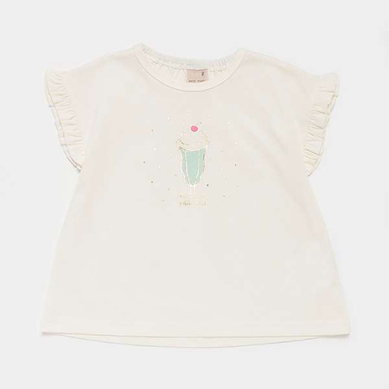 Ruffled Sleeve T-Shirt,Ivory, large image number 0