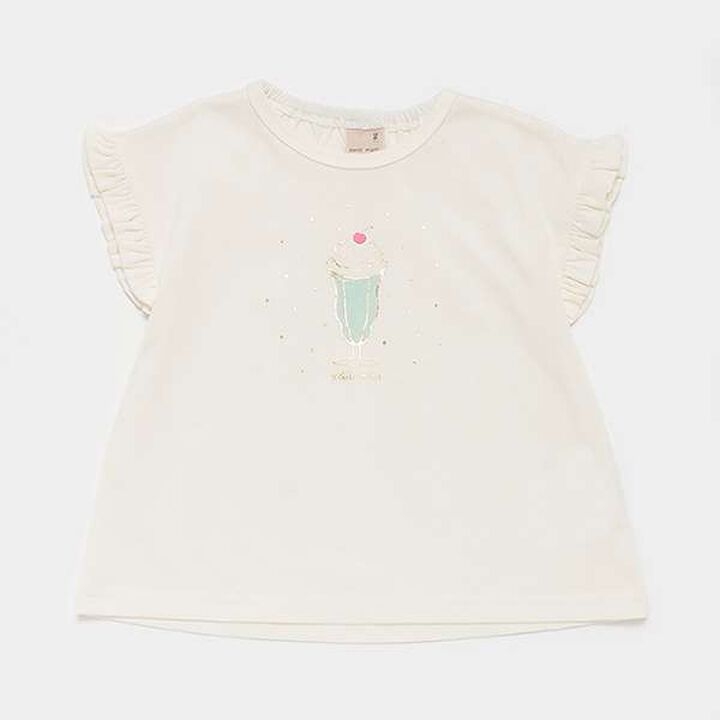 Ruffled Sleeve T-Shirt,Ivory, medium image number 0