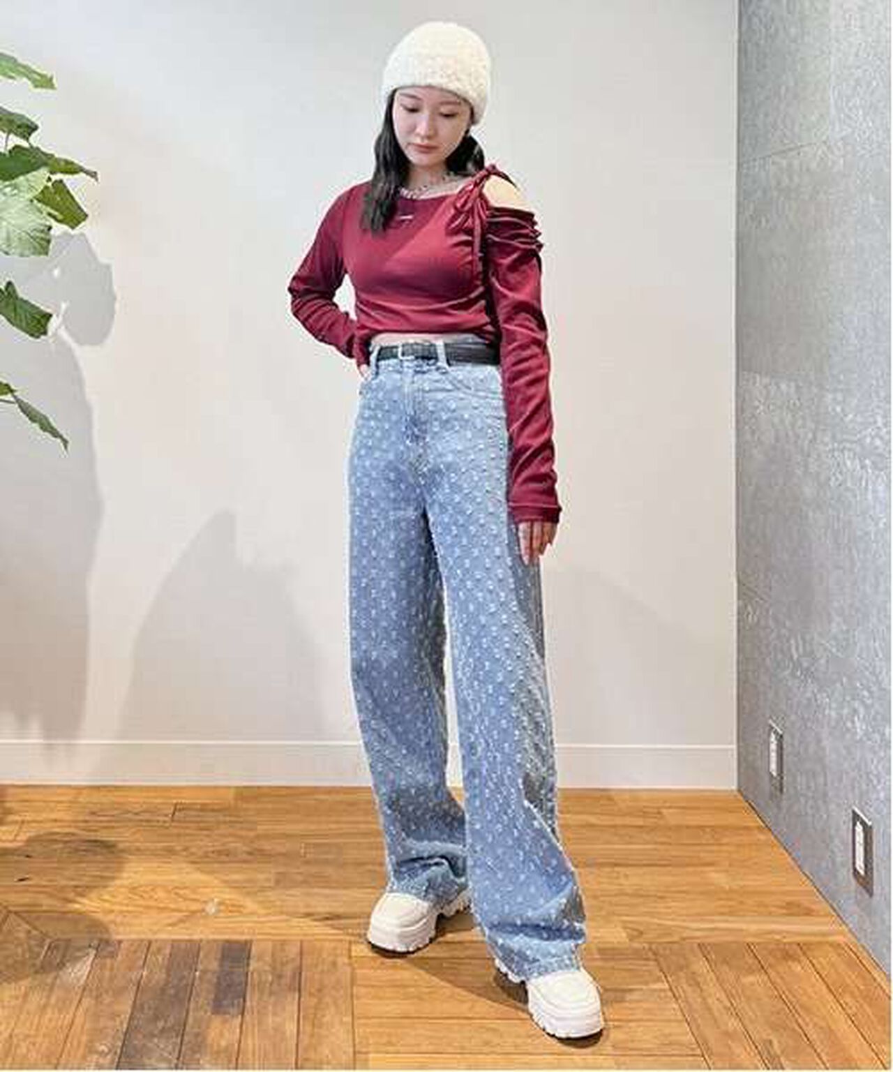 Eyelet Wide Pants,Light blue, large image number 8
