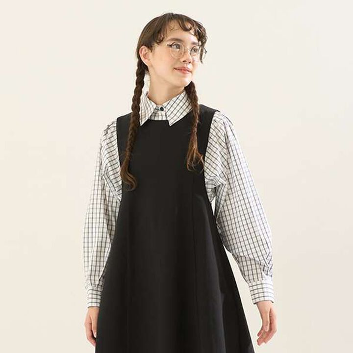 [AMI] Volume Sleeve Check Blouse,Deep blue, medium image number 2