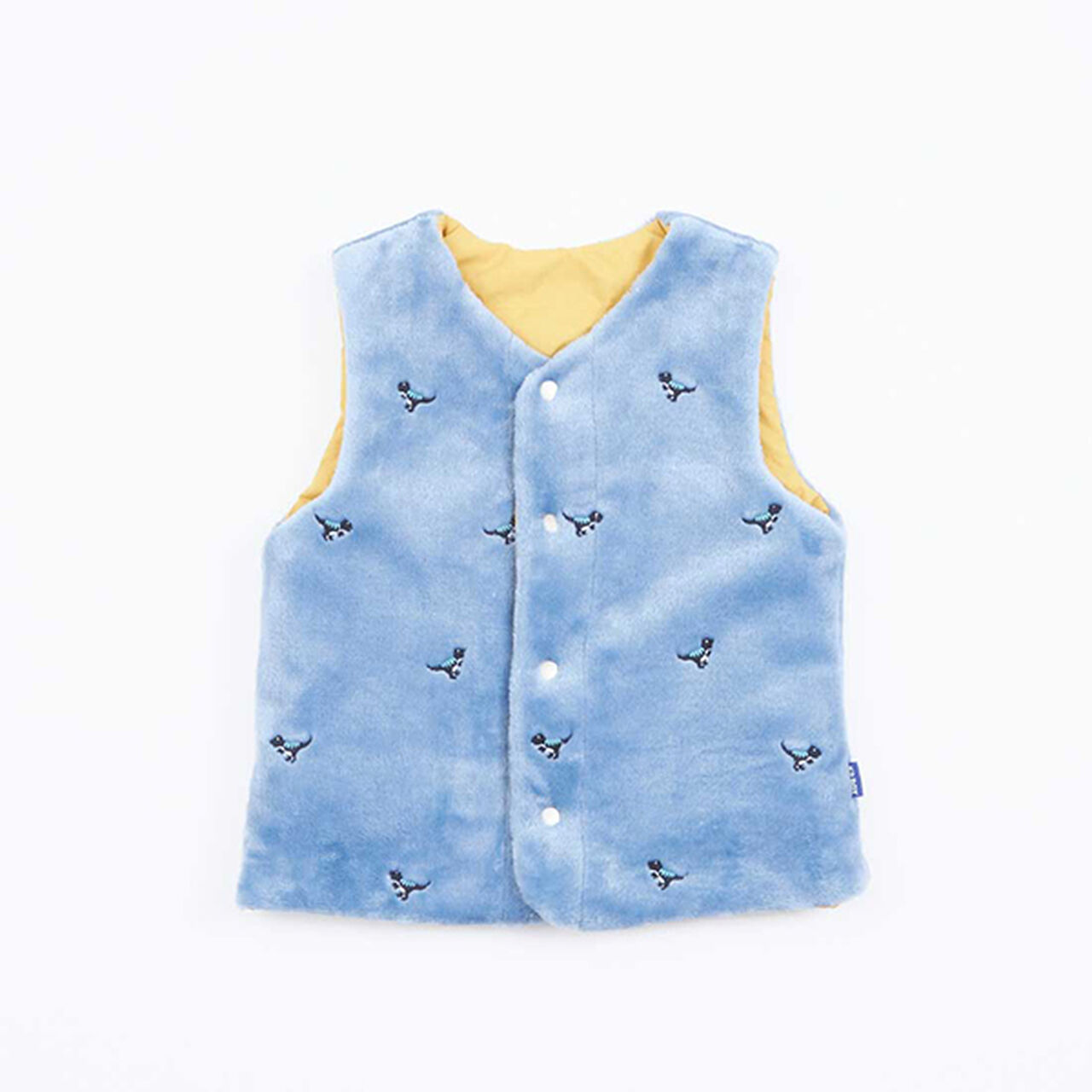 KPBOY Dinosaur Reversible Boa Lined Padded Vest (80-130),Blue, large image number 15
