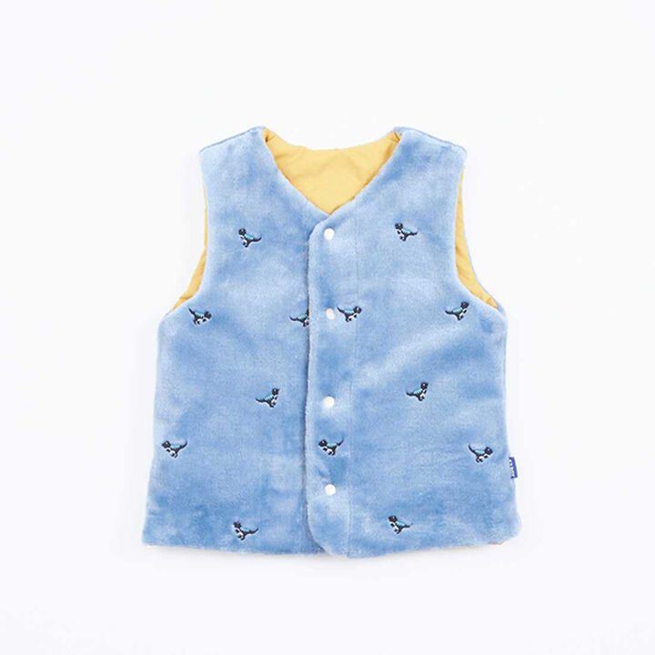 KPBOY Dinosaur Reversible Boa Lined Padded Vest (80-130),Blue, medium image number 15