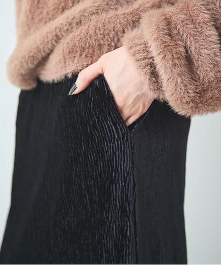 Velour Pleated Skirt,Blue gray, medium image number 14