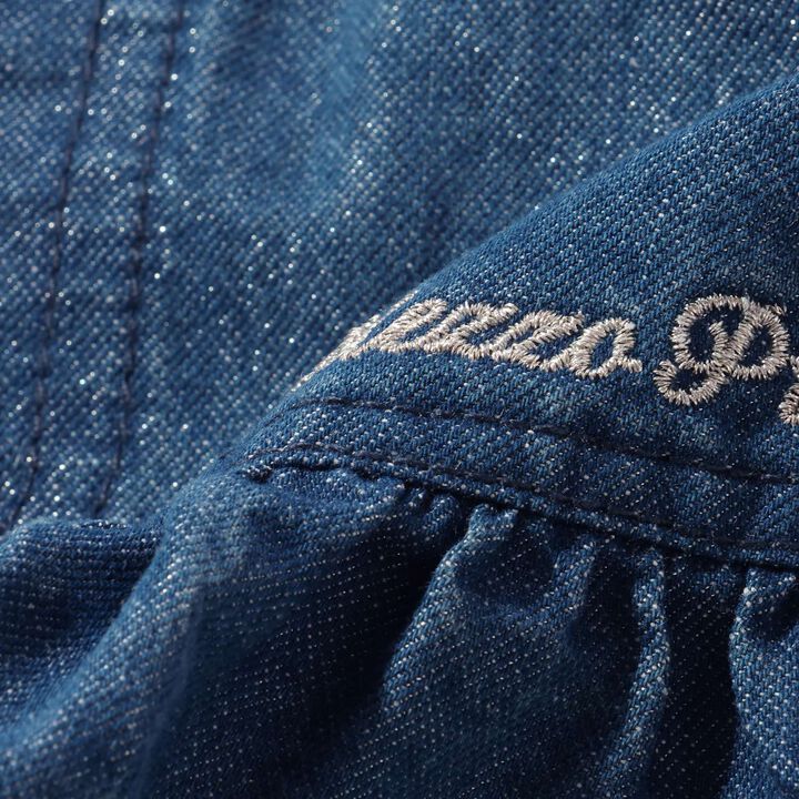 Lame Denim Tiered Skirt with Tail Charm,Navy, medium image number 11