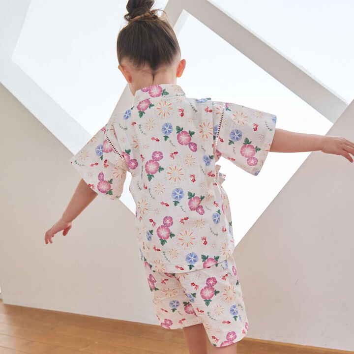 [Web Exclusive] GIRLS All-Over Pattern Jinbei,Navy, medium image number 1