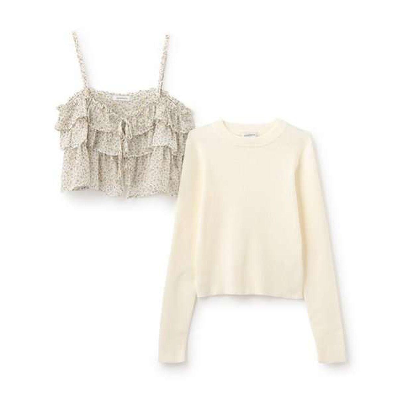 Rib Knit Set with Camisole,Off white, large image number 7