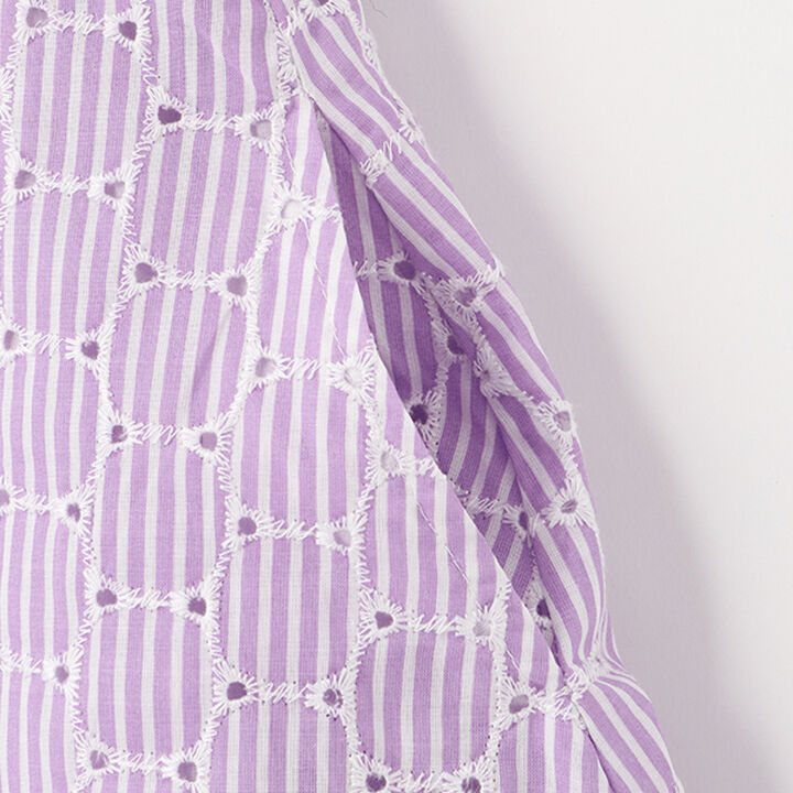 Frilled Sleeve Stripe Shirt Dress,Lavender, medium image number 5