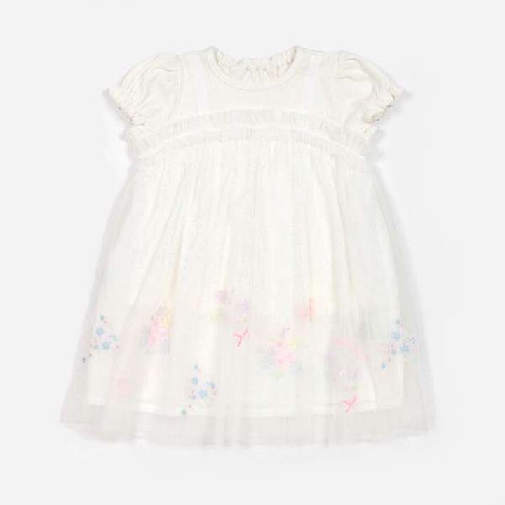 Flower Embroidered Tulle One-Piece Dress,Light pink, medium image number 2