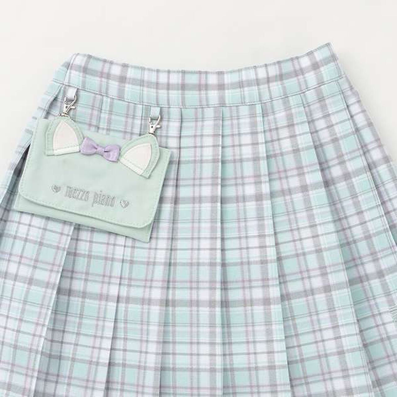 Check Pleated Skirt with Pocket,Mint, large image number 5