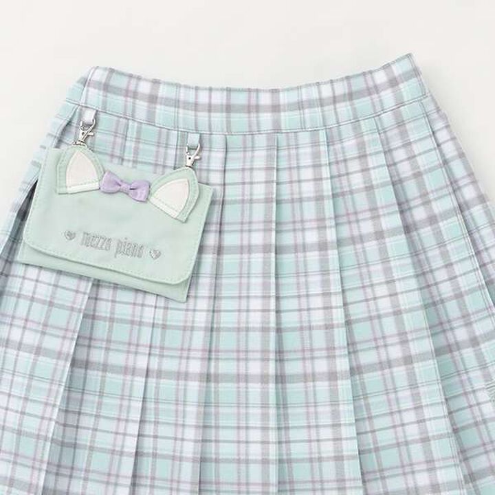 Check Pleated Skirt with Pocket,Mint, medium image number 5