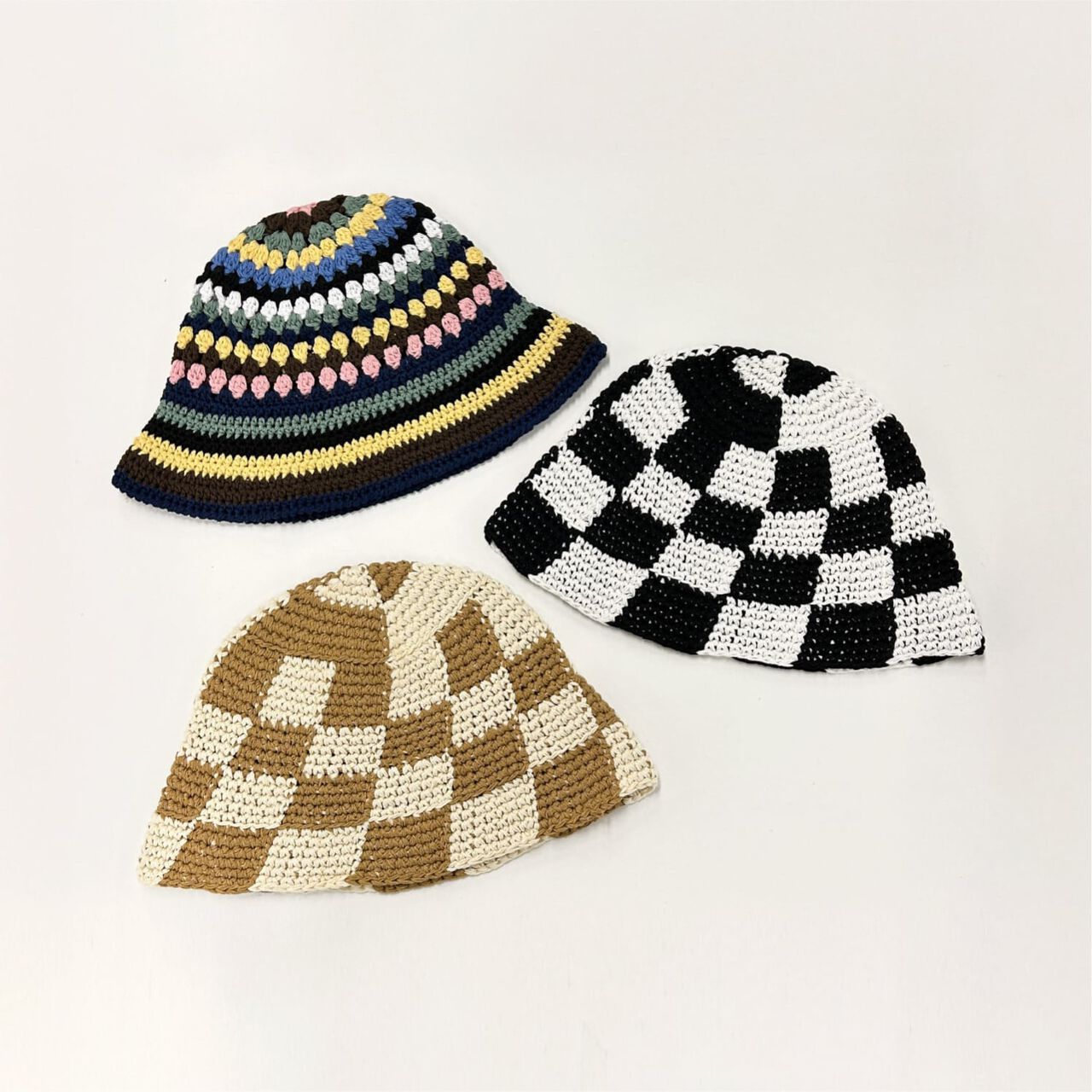 Black Crochet Knit Bucket Hat,Multi color, large image number 5