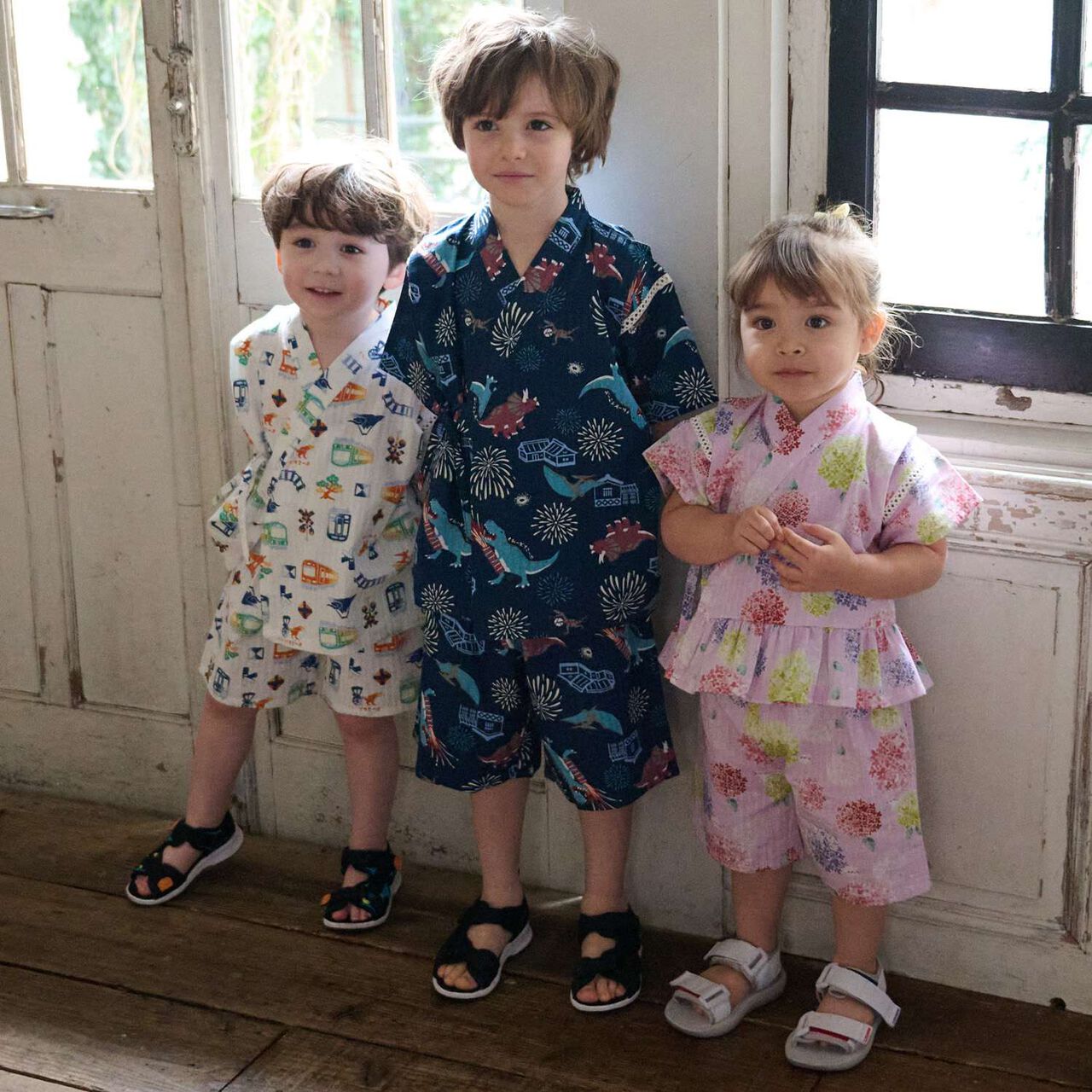 Dinosaur Print Jinbei,Gray, large image number 19