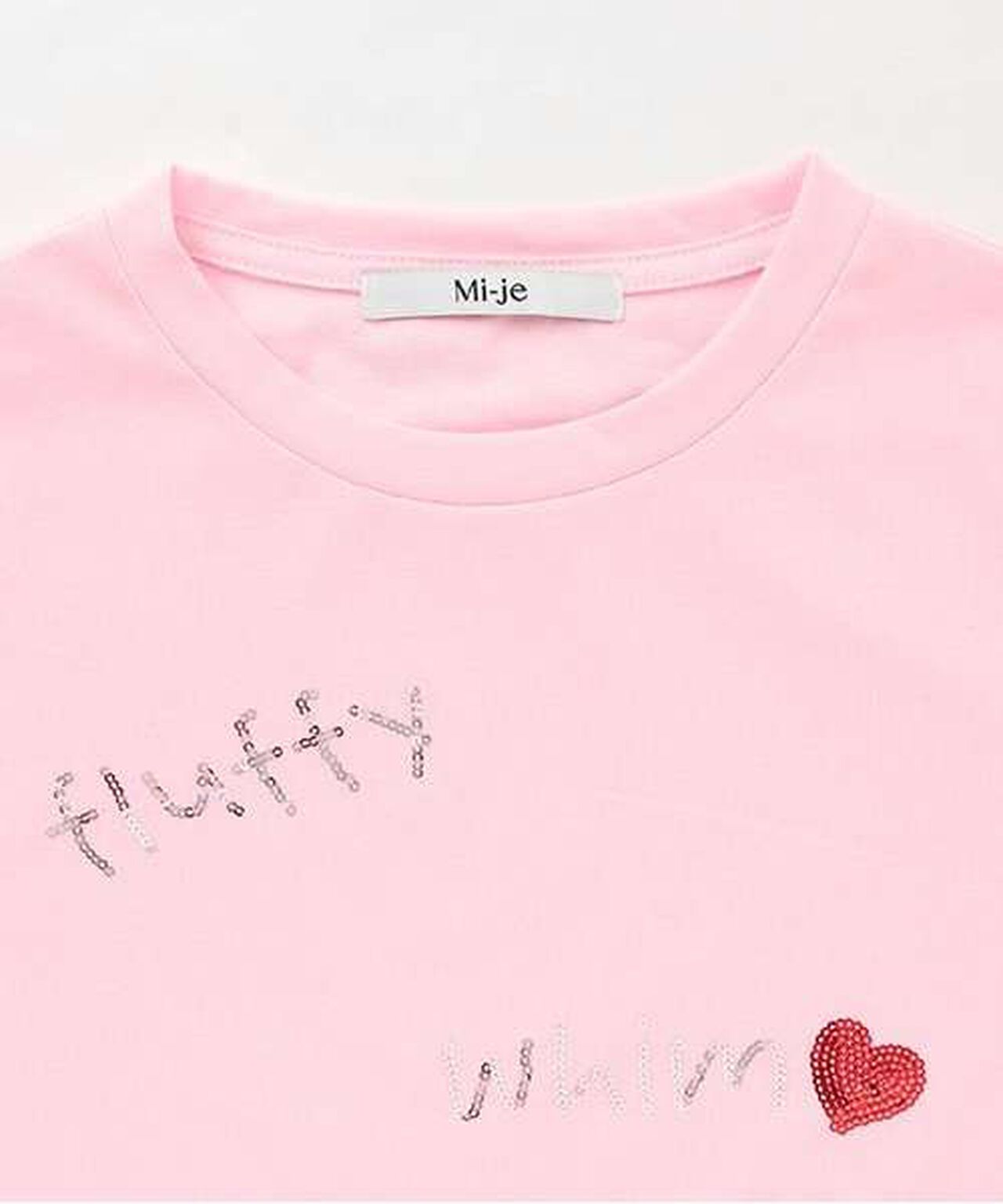 Sequin Logo Short Sleeve T-Shirt [Korean Fashion],Off white, large image number 7