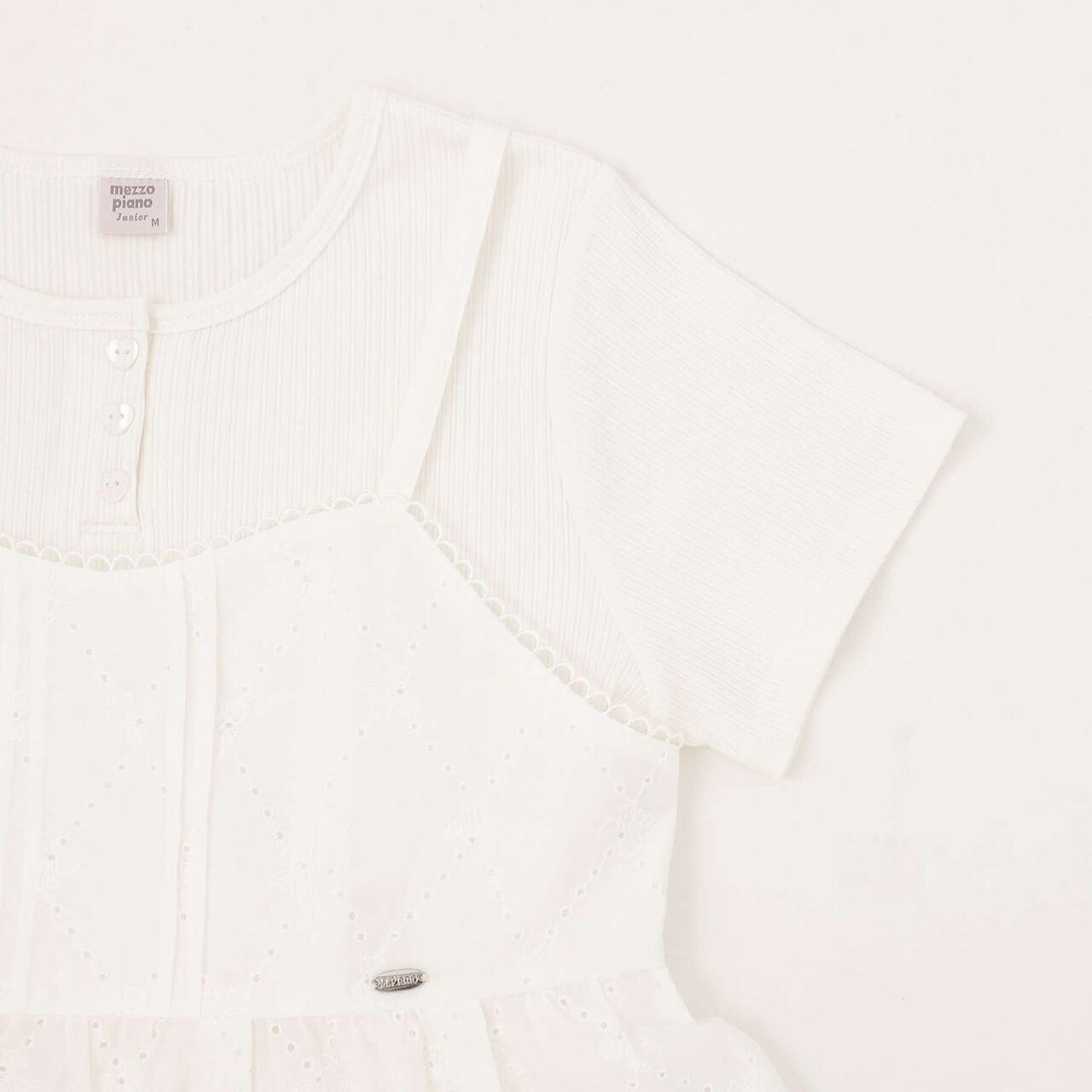 Ribbon Lace Tunic & [Cool Touch] T-Shirt Set,Off white, large image number 4