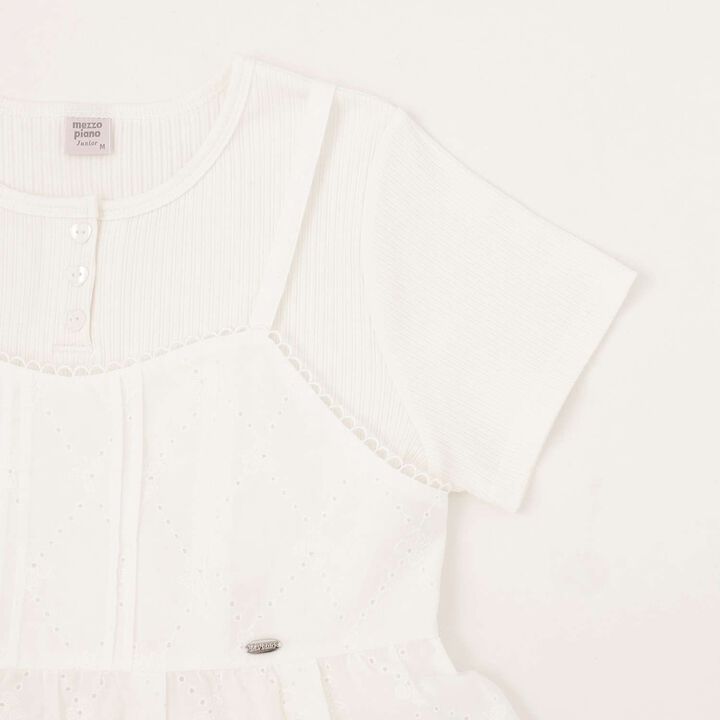 Ribbon Lace Tunic & [Cool Touch] T-Shirt Set,Off white, medium image number 4