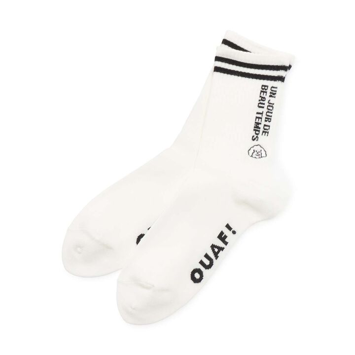 Dog Embroidered Ribbed Crew Socks,, medium