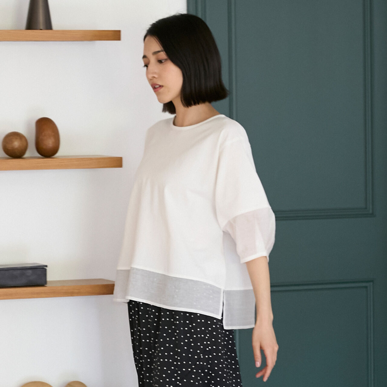 Lantern Sleeve Pullover,Turquoise, large image number 2