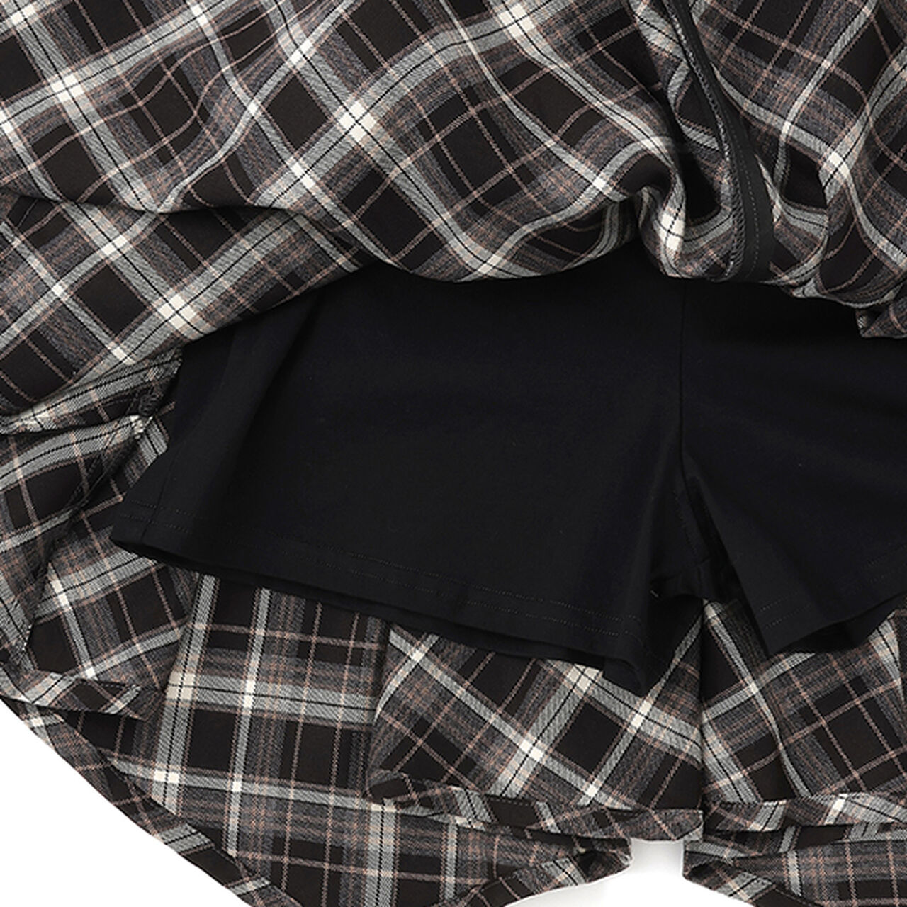 Knot Shirt Style Skirt with Shorts,Black, large image number 7