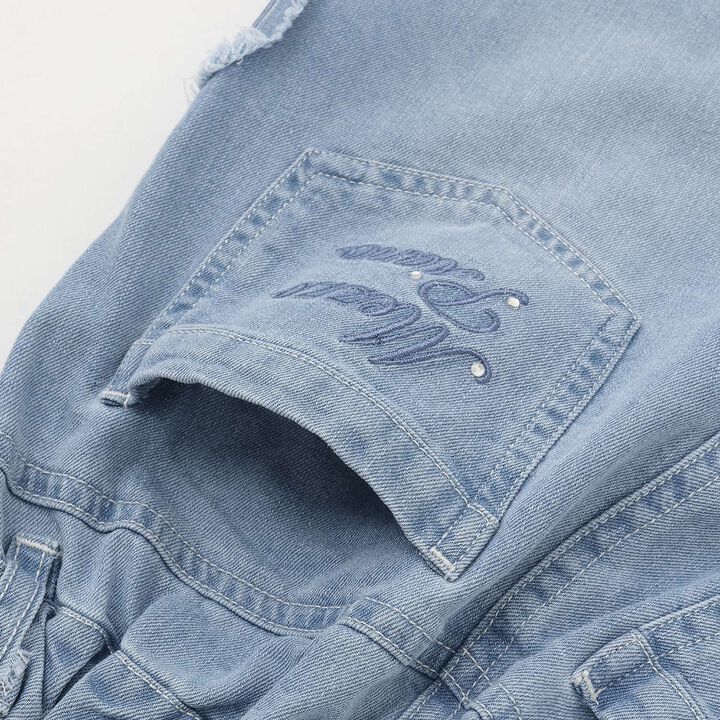Ribbon Appliqu&eacute; Denim Pants,Gray, medium image number 7