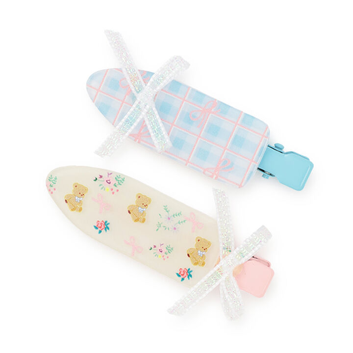 Assorted Hair Clips with Ribbons 2-Piece Set,Emerald green, medium image number 2
