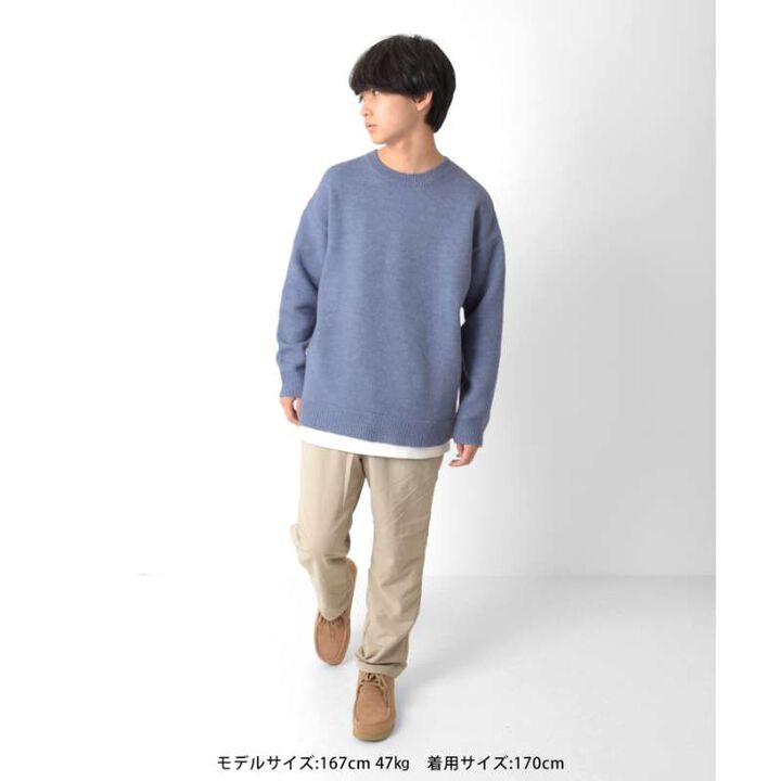 Layered Hem Airy Knitwear [Machine Washable],Light gray, medium image number 4