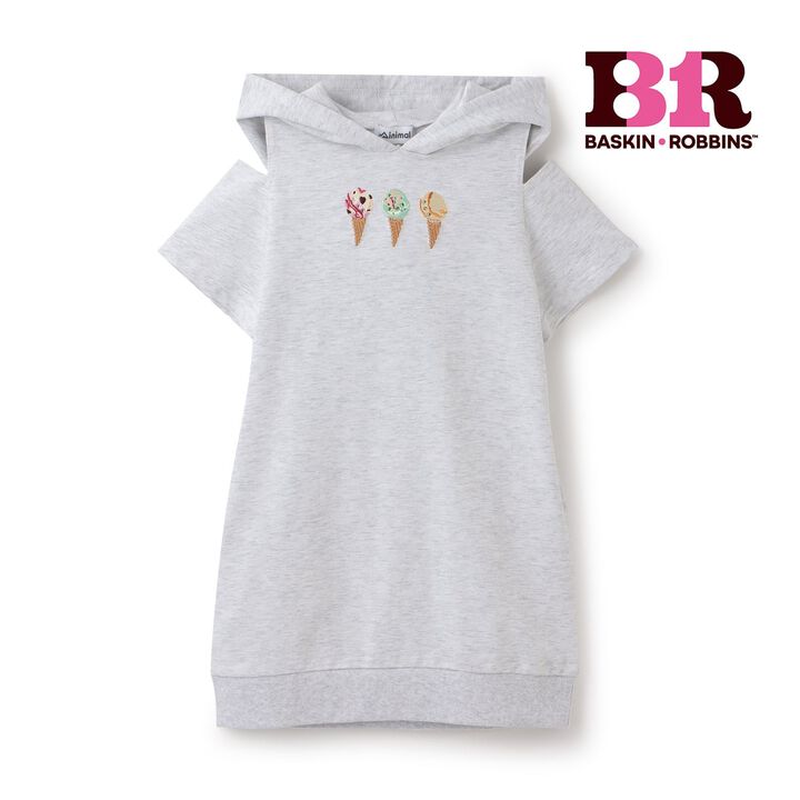 [31 Ice Cream] Cold-Shoulder Short-Sleeve Hoodie Dress,Lavender, medium image number 9