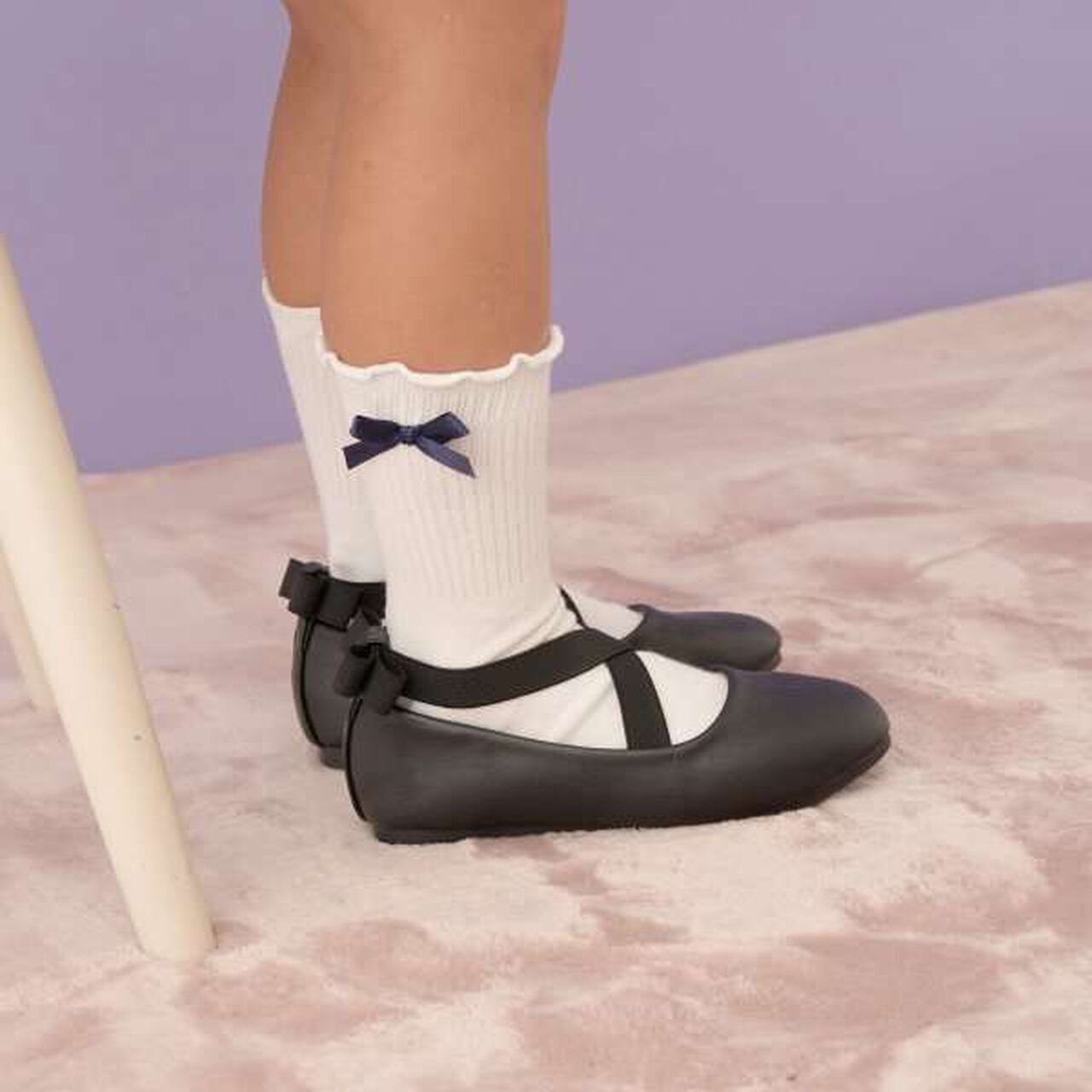 Ribbon-Trimmed Melody Crew Socks,Black, large image number 5