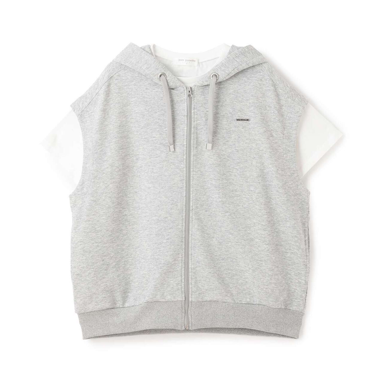 [Sleeveless Parka & T-Shirt Set] [130cm Available],Top gray, large image number 14