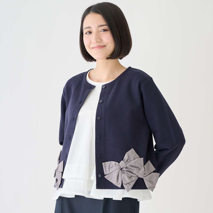 [Parent-Child Matching] Ribbon Cardigan,Navy, medium image number 0