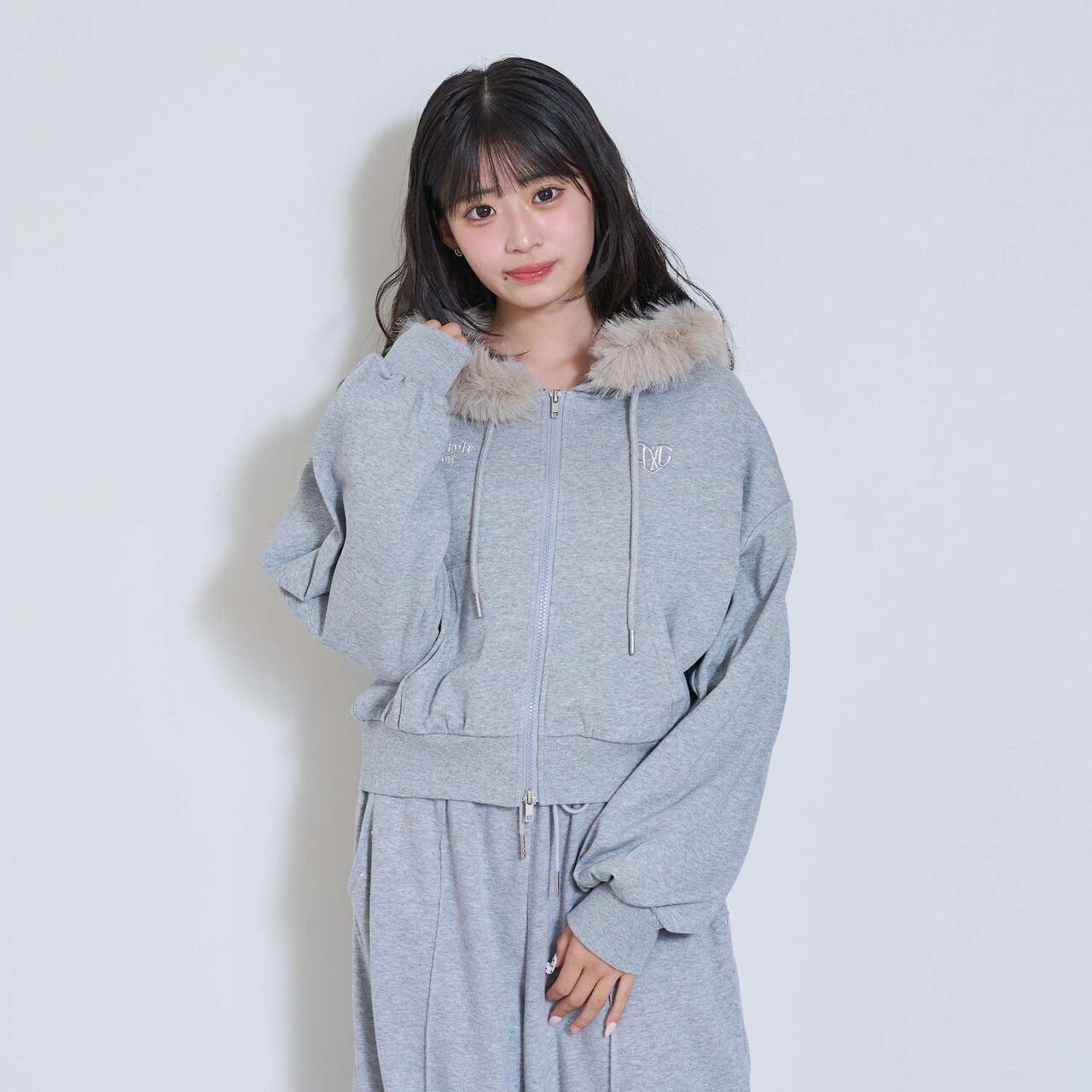 [LTXC] Fur-Trimmed Zip Hoodie,Khaki, large image number 6