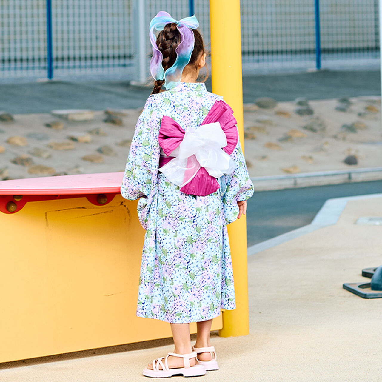 Pattern Assortment Easy-to-Wear One-Piece Yukata (2-Piece Obi Set),Deep red, large image number 15