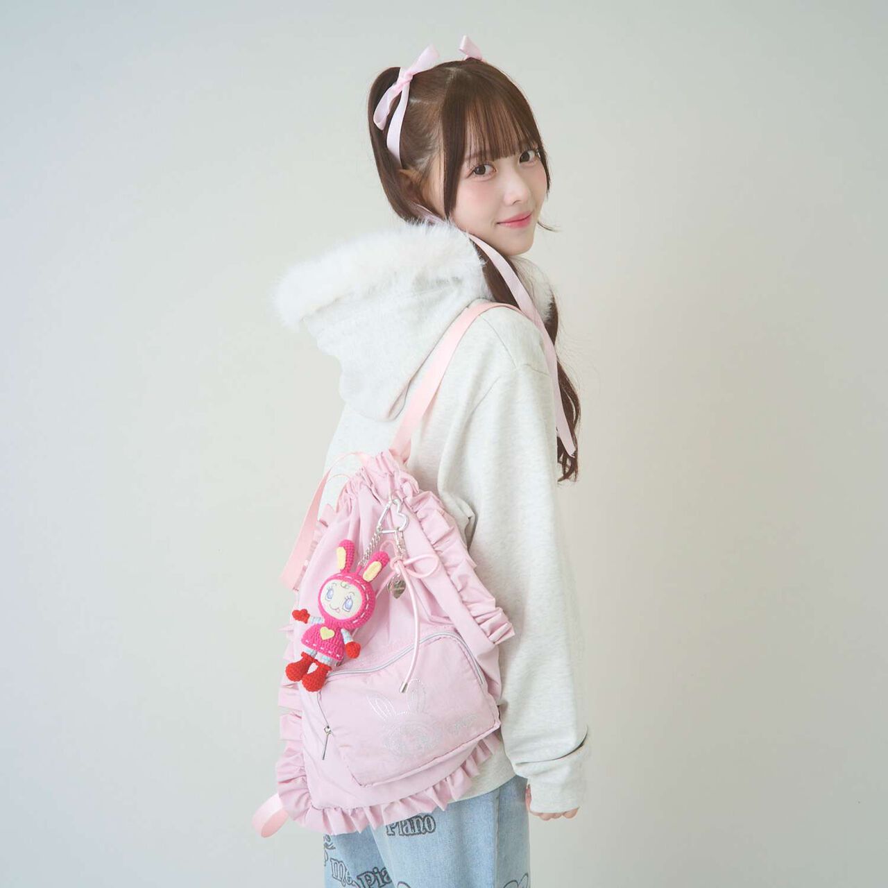 A4-Compatible Water-Repellent Sparkling Bellie Knapsack,Pink, large image number 11