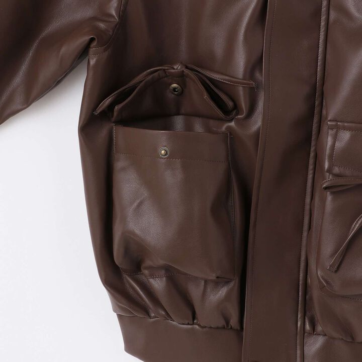 Faux Leather Jacket with Fur Collar,Black, medium image number 13