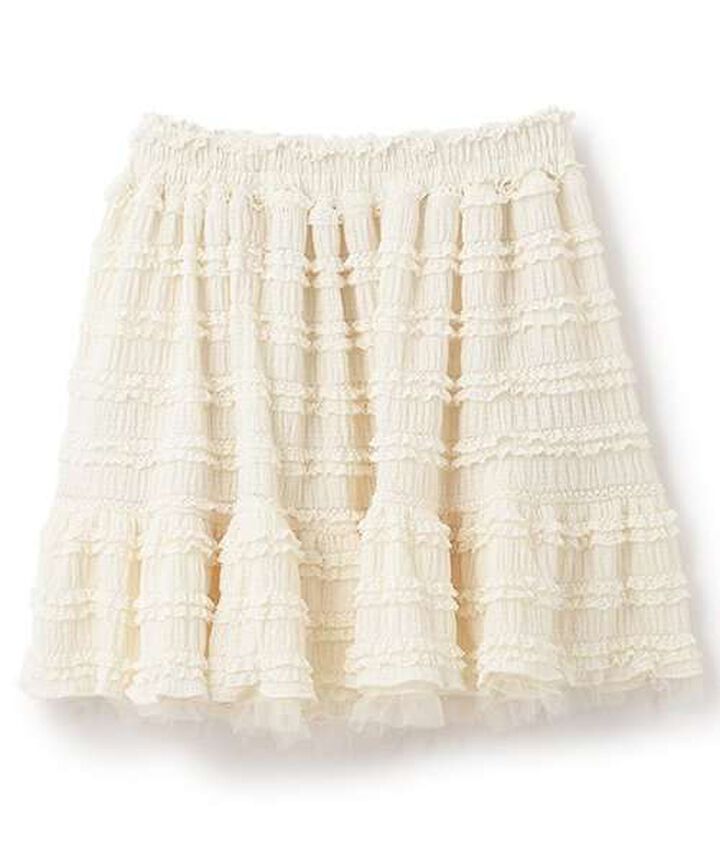 Tiered Mini Skirt,Ivory, medium image number 2