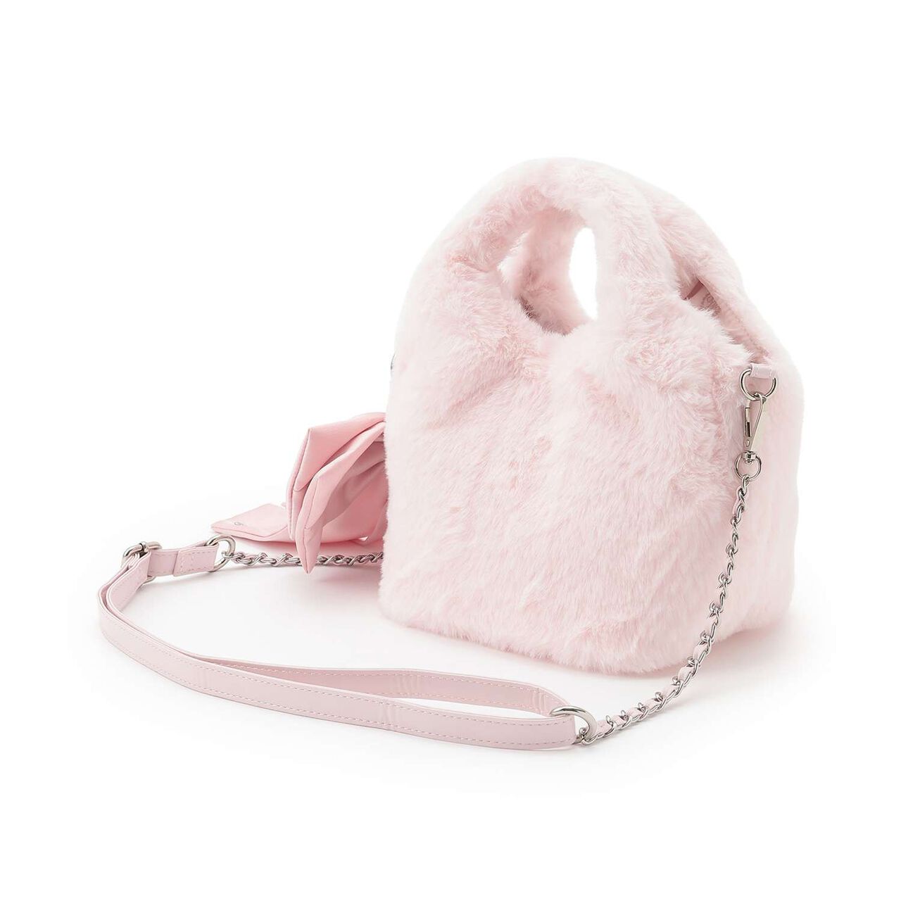 Faux Fur Shoulder Bag with Pearl & Rhinestone Accents,Ivory, large image number 4