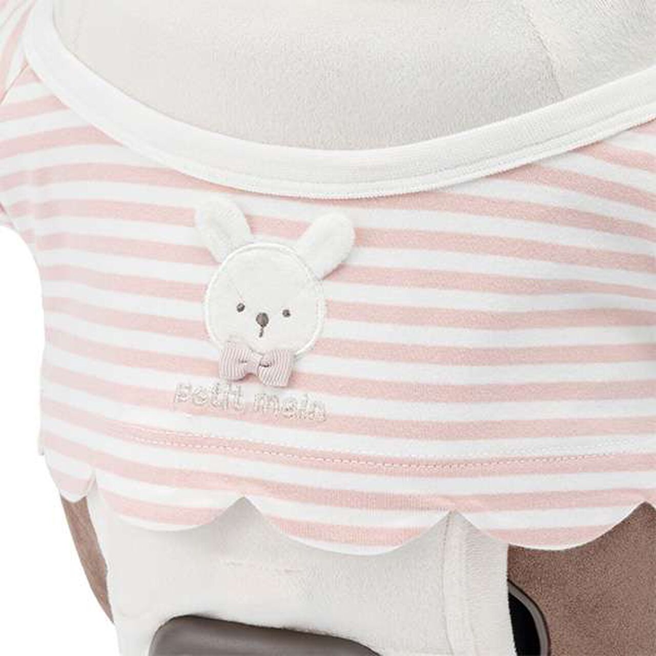 petit main × LOVOT Scallop Trim Stripe Pattern T-Shirt,Navy, large image number 3