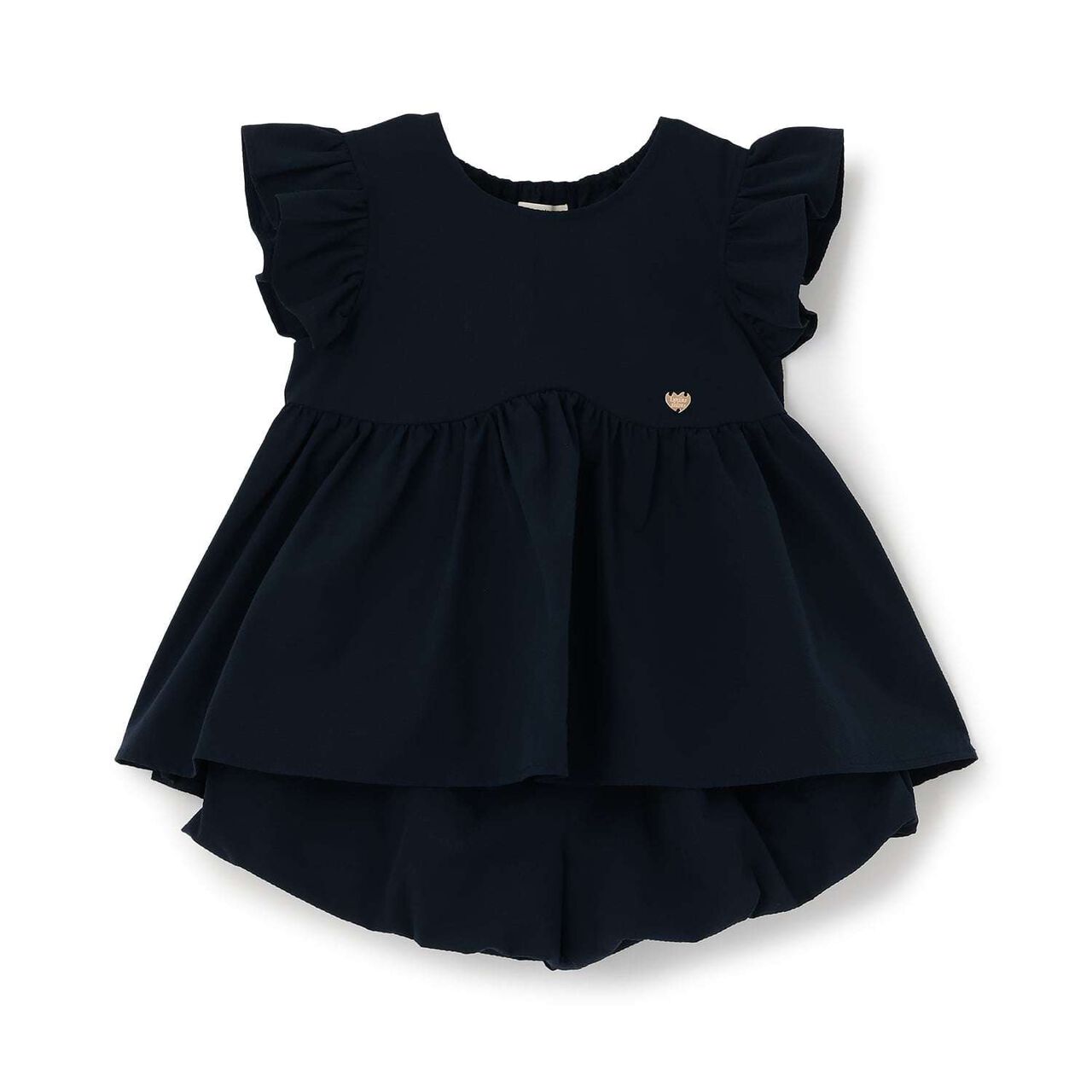 [Outfit Set] Wavy Peplum Blouse & Balloon Pants Set,Navy, large image number 3
