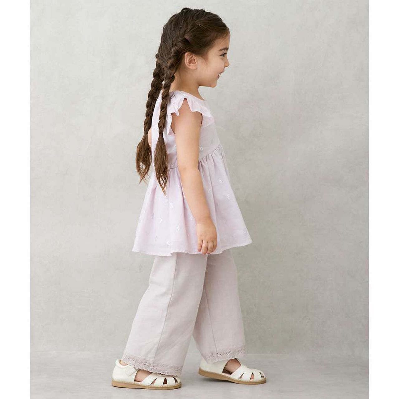 [Link] Side Lace Wide Pants (Kids),Pearl white, large image number 2