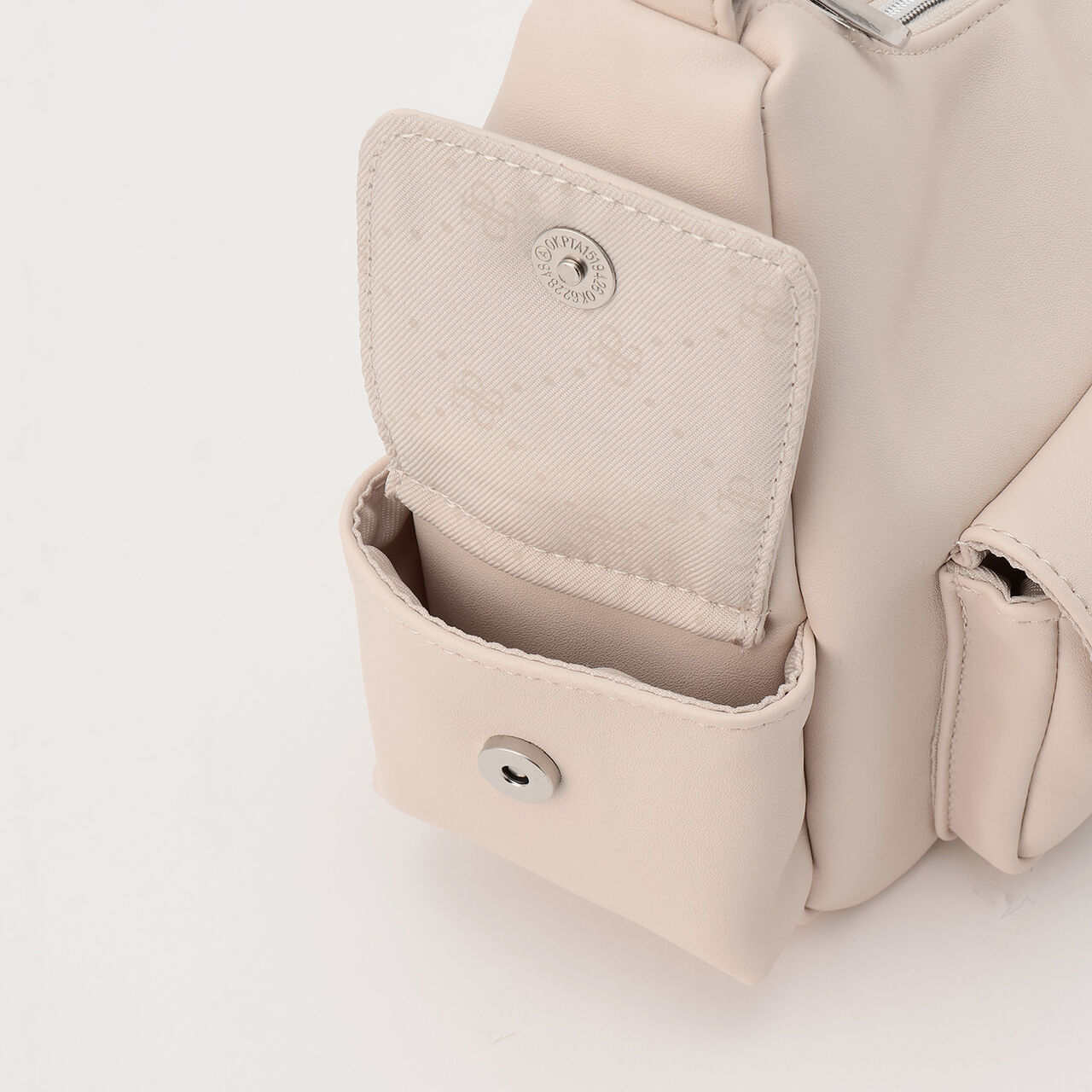 Faux Leather Pocket Shoulder Bag,Off white, large image number 6