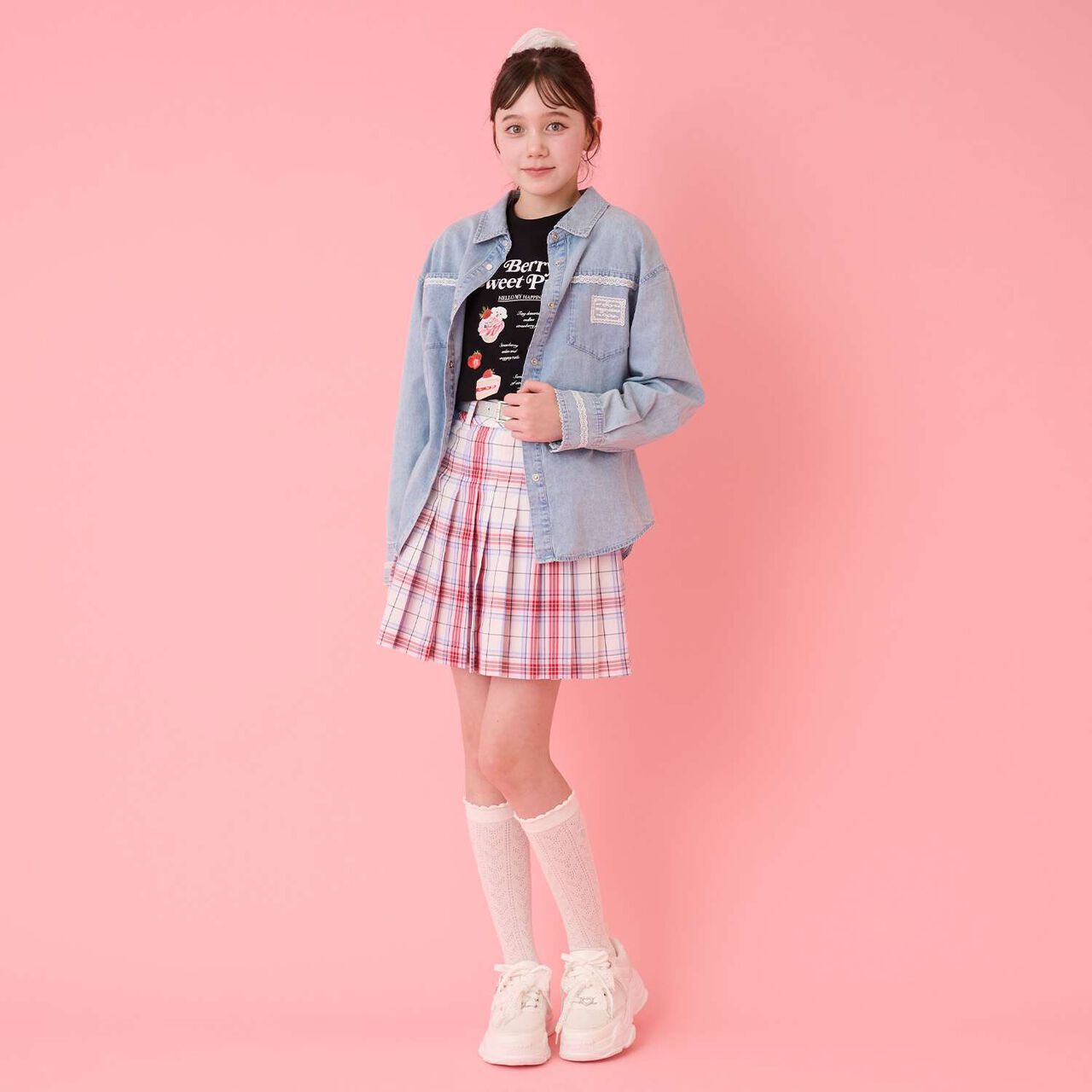 Lame Pleated Skirt with Belt,Sax blue, large image number 25