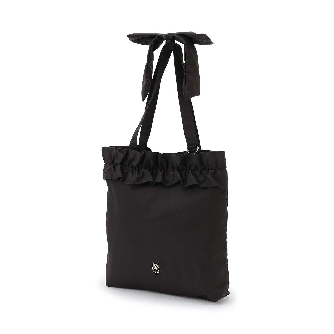 [B4 Compatible] Shoulder Ribbon Frill Tote,Black, large image number 8