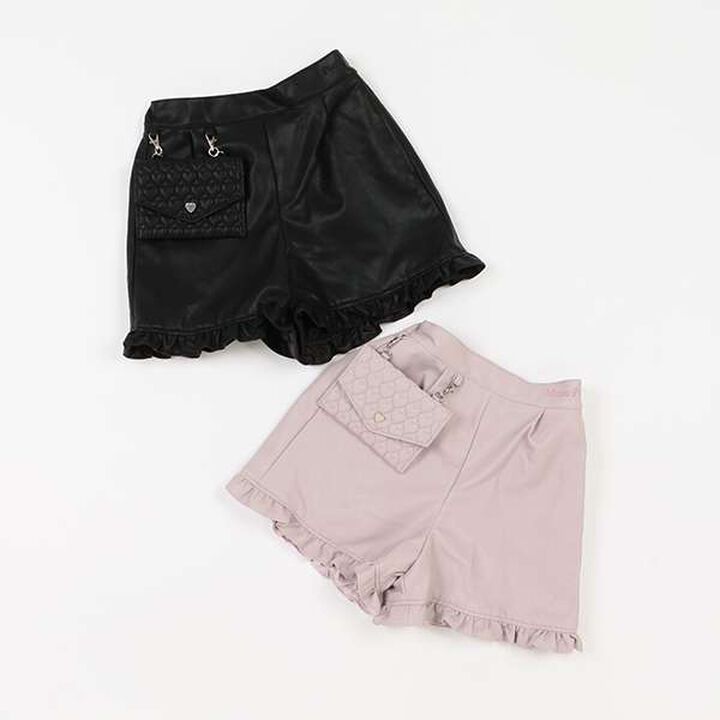 Faux Leather Shorts with Pouch,Black, medium image number 3