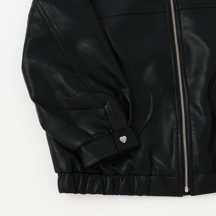 Oversized Faux Leather Bomber Jacket,Pink, medium image number 4