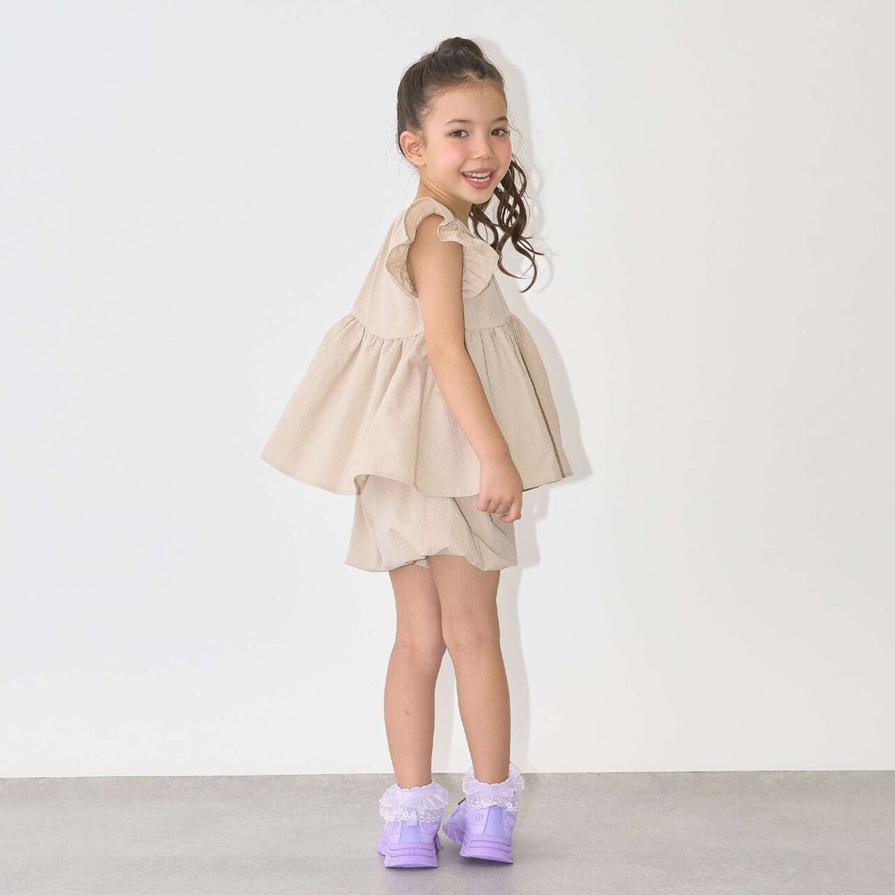 [Outfit Set] Wavy Peplum Blouse & Balloon Pants Set,Navy, large image number 20