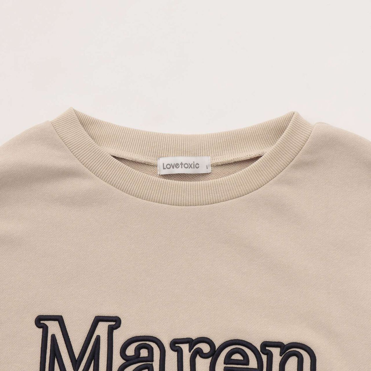 [Instant Cute Top] 3D Logo Embroidery Basic Sweatshirt,Off white, large image number 14