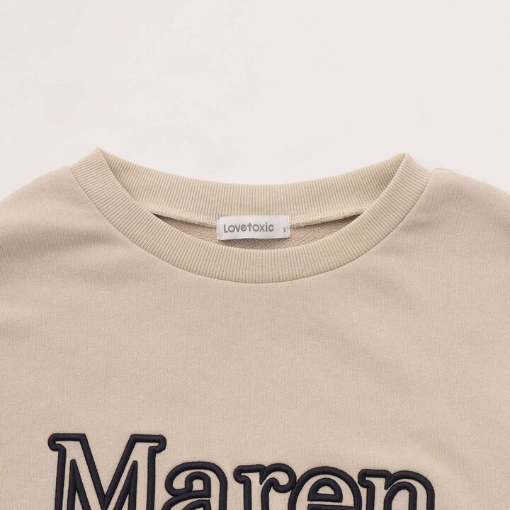 [Instant Cute Top] 3D Logo Embroidery Basic Sweatshirt,Off white, medium image number 14